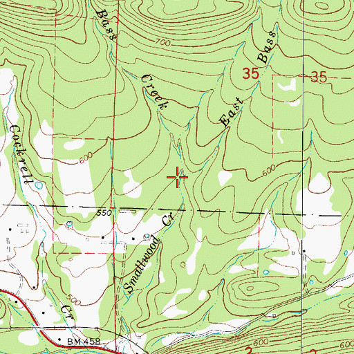 Topographic Map of East Bass Creek, AR