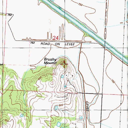Topographic Map of Brushy Mound, MO