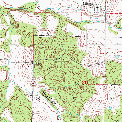 Topographic Map of Brushy Ridge School (historical), MO