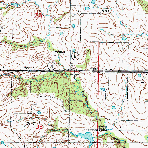 Topographic Map of Brushy School (historical), MO
