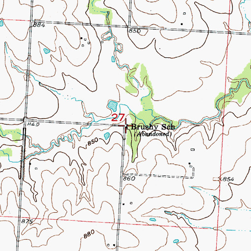 Topographic Map of Brushy School (historical), MO