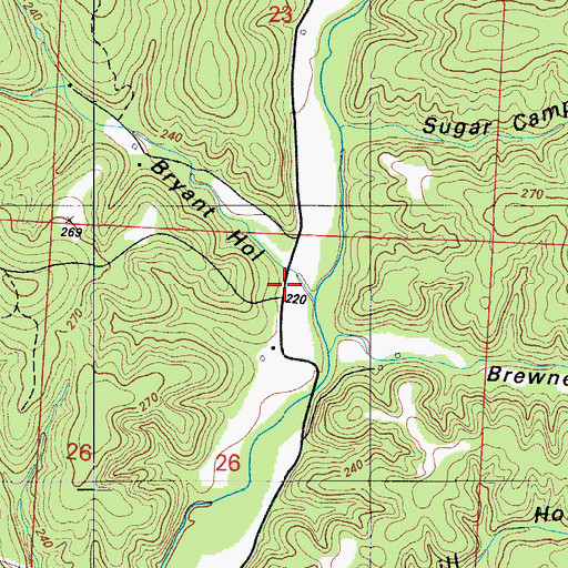 Topographic Map of Bryant Hollow, MO