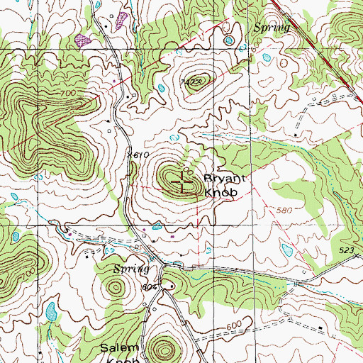 Topographic Map of Bryant Knob, MO