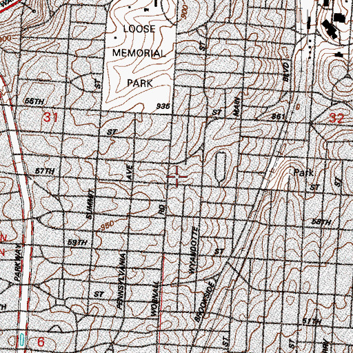 Topographic Map of Bryant Elementary School, MO
