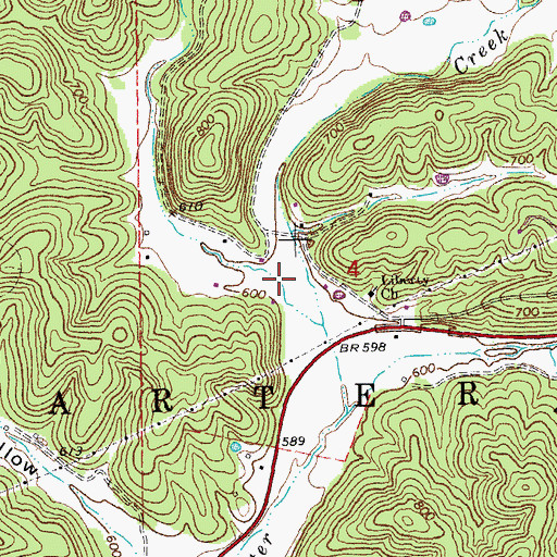 Topographic Map of Buchanan Valley, MO