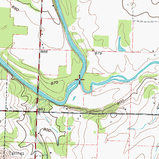Topographic Map of Buck Branch, MO