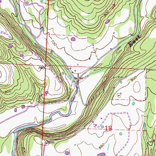 Topographic Map of East Cedar Creek, AR