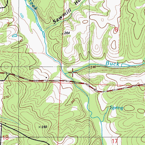 Topographic Map of Buck Branch, MO