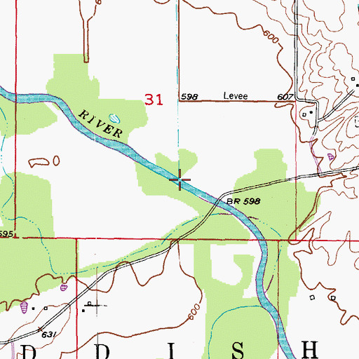 Topographic Map of Buck Branch, MO