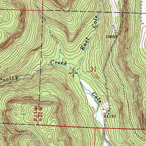 Topographic Map of East Cole Creek, AR