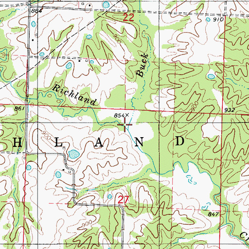 Topographic Map of Buck Creek, MO