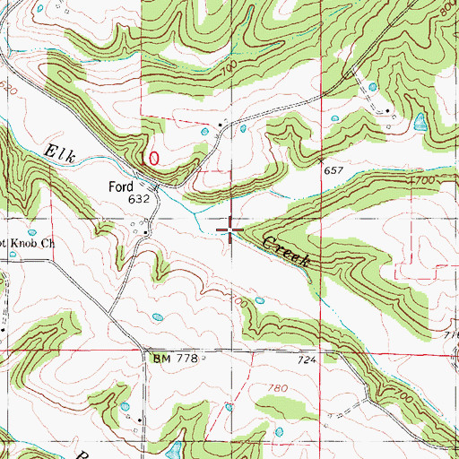Topographic Map of Buck Elk Branch, MO