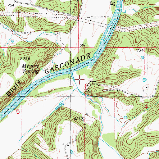 Topographic Map of Buck Elk Creek, MO