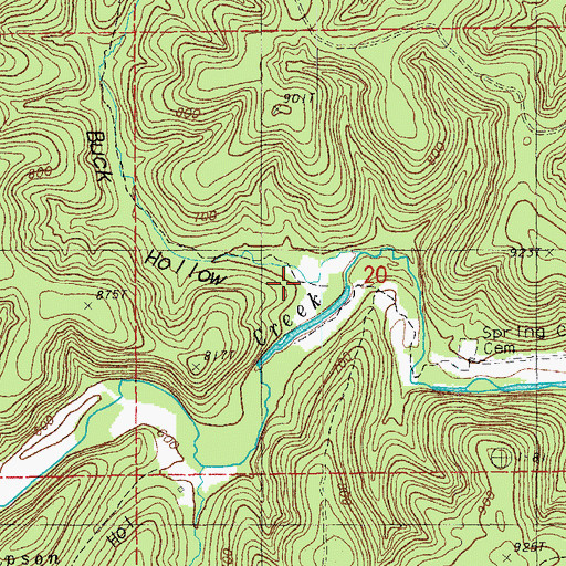 Topographic Map of Buck Hollow, MO