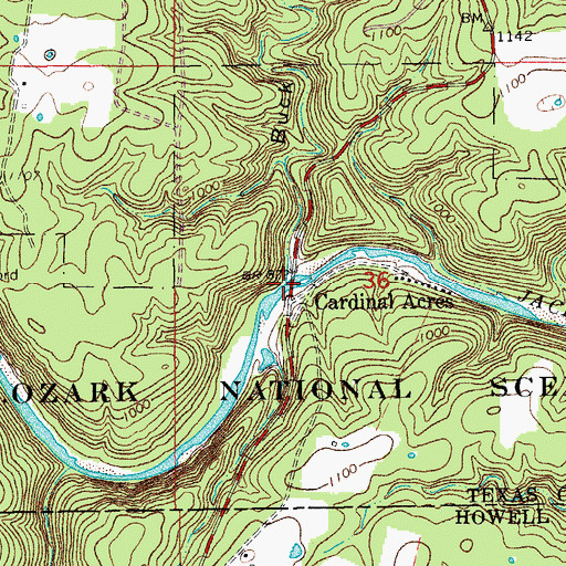 Topographic Map of Buck Hollow, MO