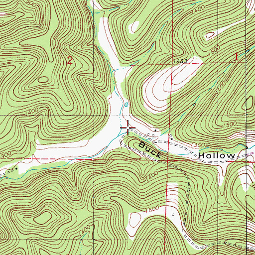 Topographic Map of Buck Hollow, MO
