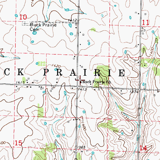 Topographic Map of Buck Prairie Church, MO