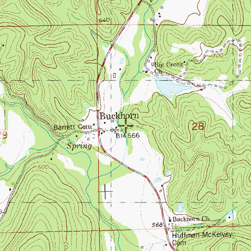 Topographic Map of Buckhorn, MO