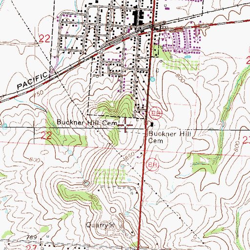 Topographic Map of Buckner Hill Cemetery, MO