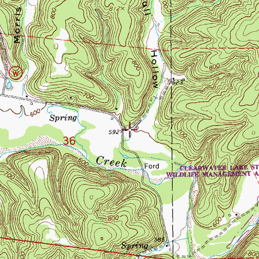 Topographic Map of Buckskull Hollow, MO