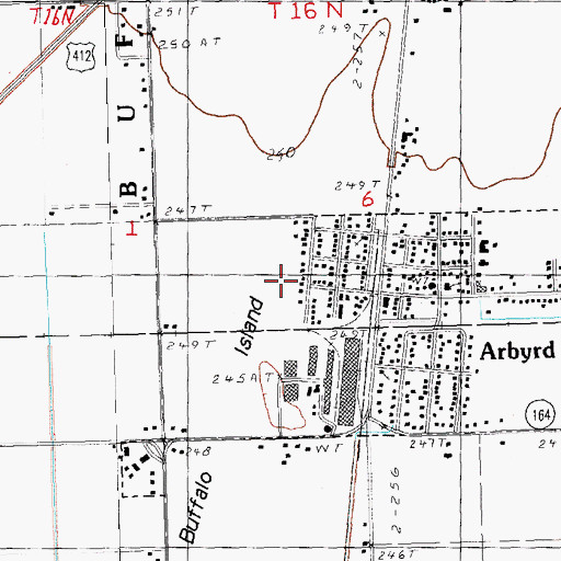 Topographic Map of Buffalo Island, MO