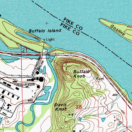 Topographic Map of Buffalo Knob, MO