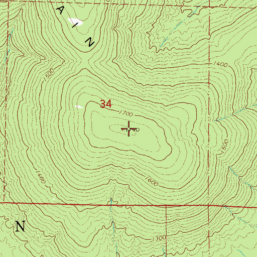 Topographic Map of Buford Mountain, MO