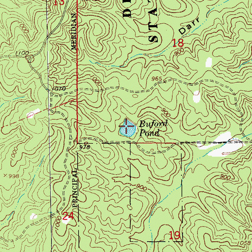 Topographic Map of Buford Pond, MO