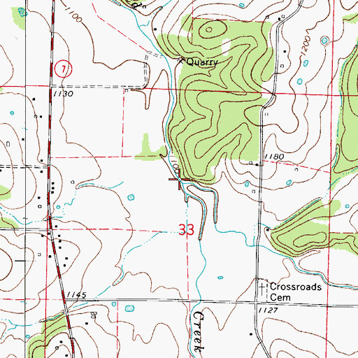 Topographic Map of East Fork Crooked Creek, AR
