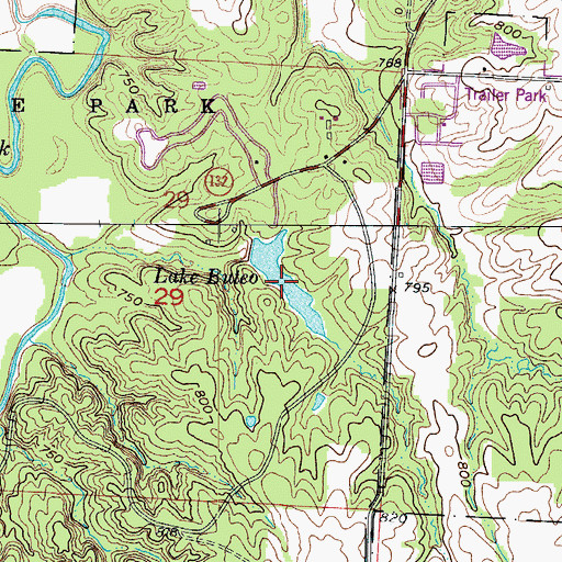 Topographic Map of Lake Buteo, MO