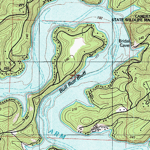 Topographic Map of Bull Run Bluff, MO