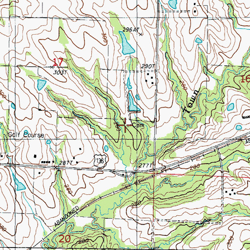 Topographic Map of Bulla Cemetery, MO