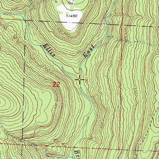 Topographic Map of East Fork Ellis Branch, AR