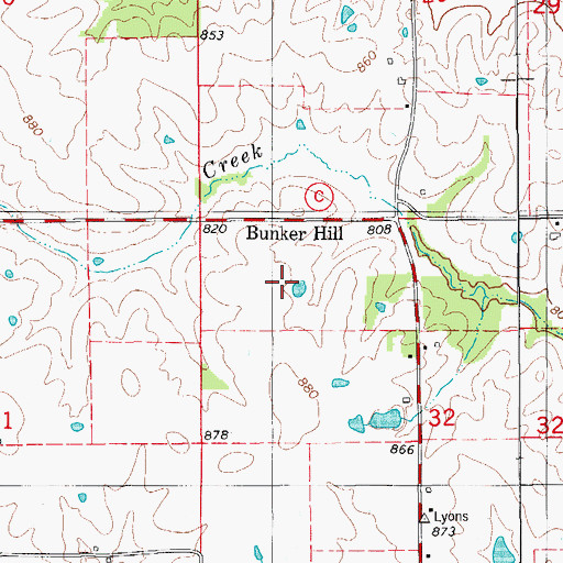 Topographic Map of Bunker Hill, MO