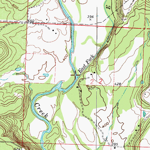 Topographic Map of East Fork Horsehead Creek, AR