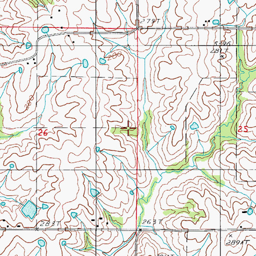 Topographic Map of Bunnell School, MO