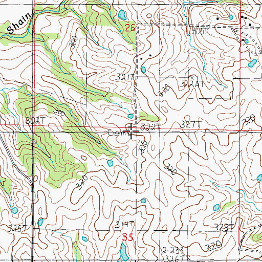 Topographic Map of Buntin Cemetery, MO