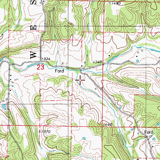 Topographic Map of Burks Hollow, MO