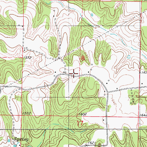 Topographic Map of Burnett School, MO