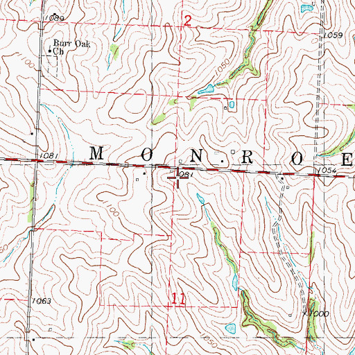 Topographic Map of Burr Oak School, MO