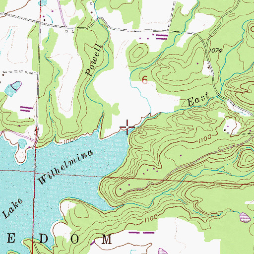 Topographic Map of East Fork Powell Creek, AR