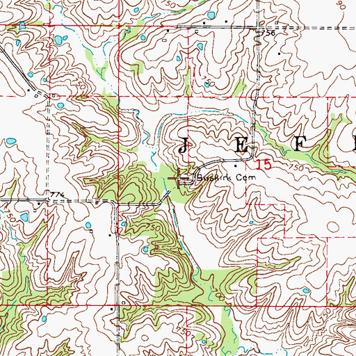 Topographic Map of Buskirk Cemetery, MO