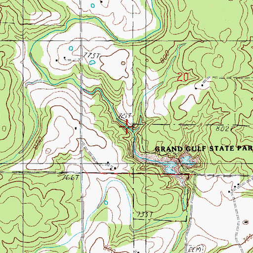Topographic Map of Bussell Branch, MO