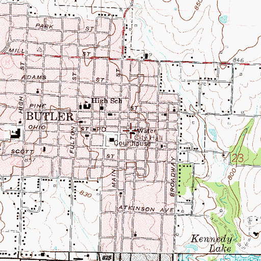 Topographic Map of Butler, MO
