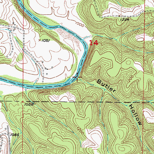 Topographic Map of Butler Hollow, MO