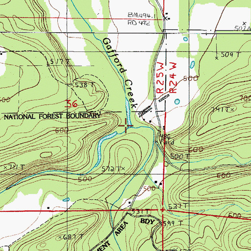 Topographic Map of East Gafford Creek, AR