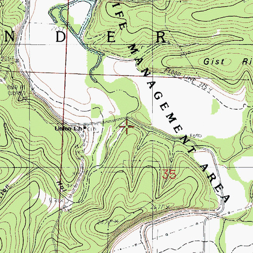 Topographic Map of Button Hollow, MO