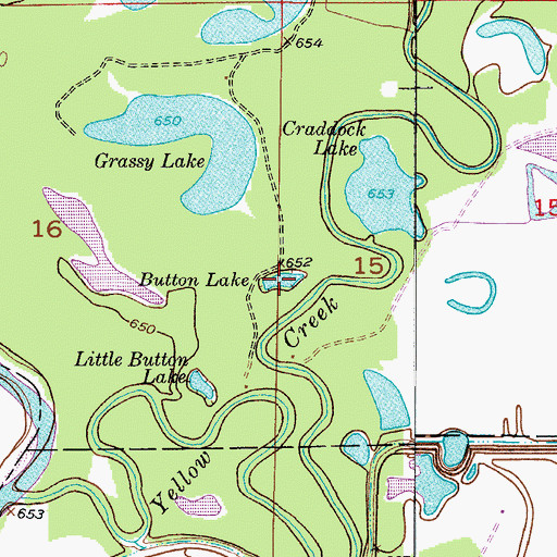 Topographic Map of Button Lake, MO