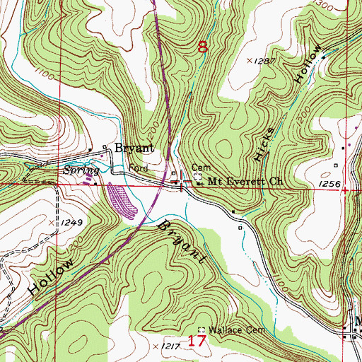 Topographic Map of Buzzard Hollow, MO