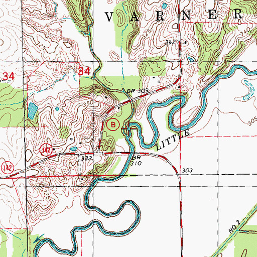 Topographic Map of Buzzard Run, MO
